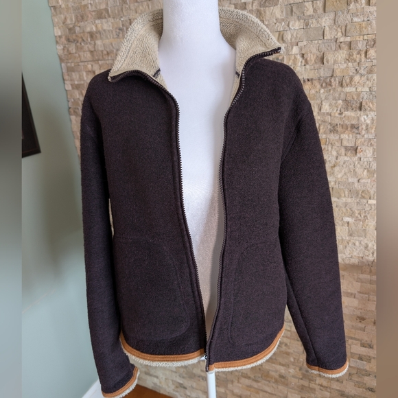 Vintage Woolrich Full Zip Fleece Sherpa Lined Jacket Sz M Granola Cabincore Eco - Picture 4 of 13